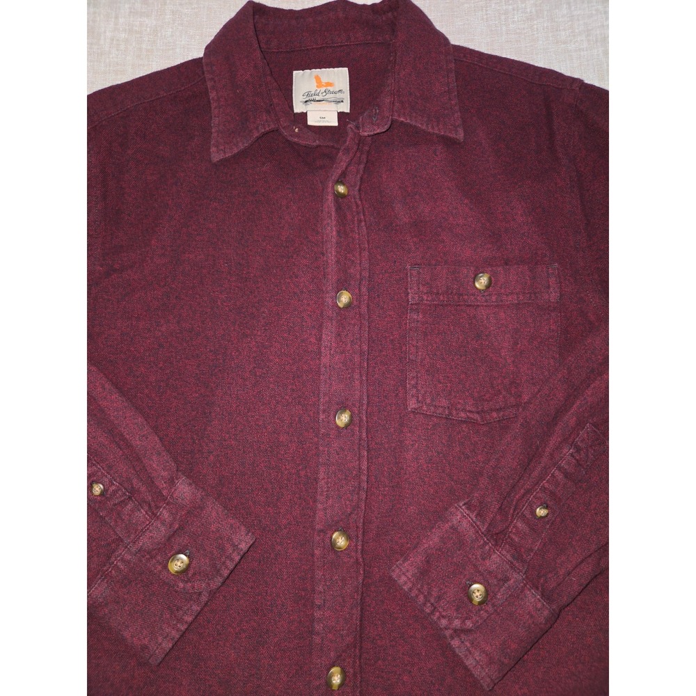 Field Stream Mens Small Burgundy Flannel Long Sleeve Button Down Shirt Heathered